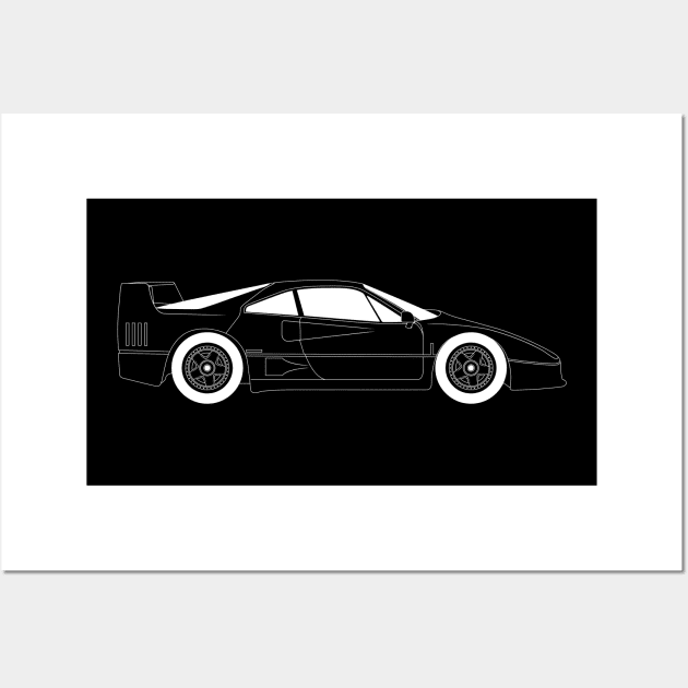 F40 Type 120 White Outline Wall Art by kindacoolbutnotreally